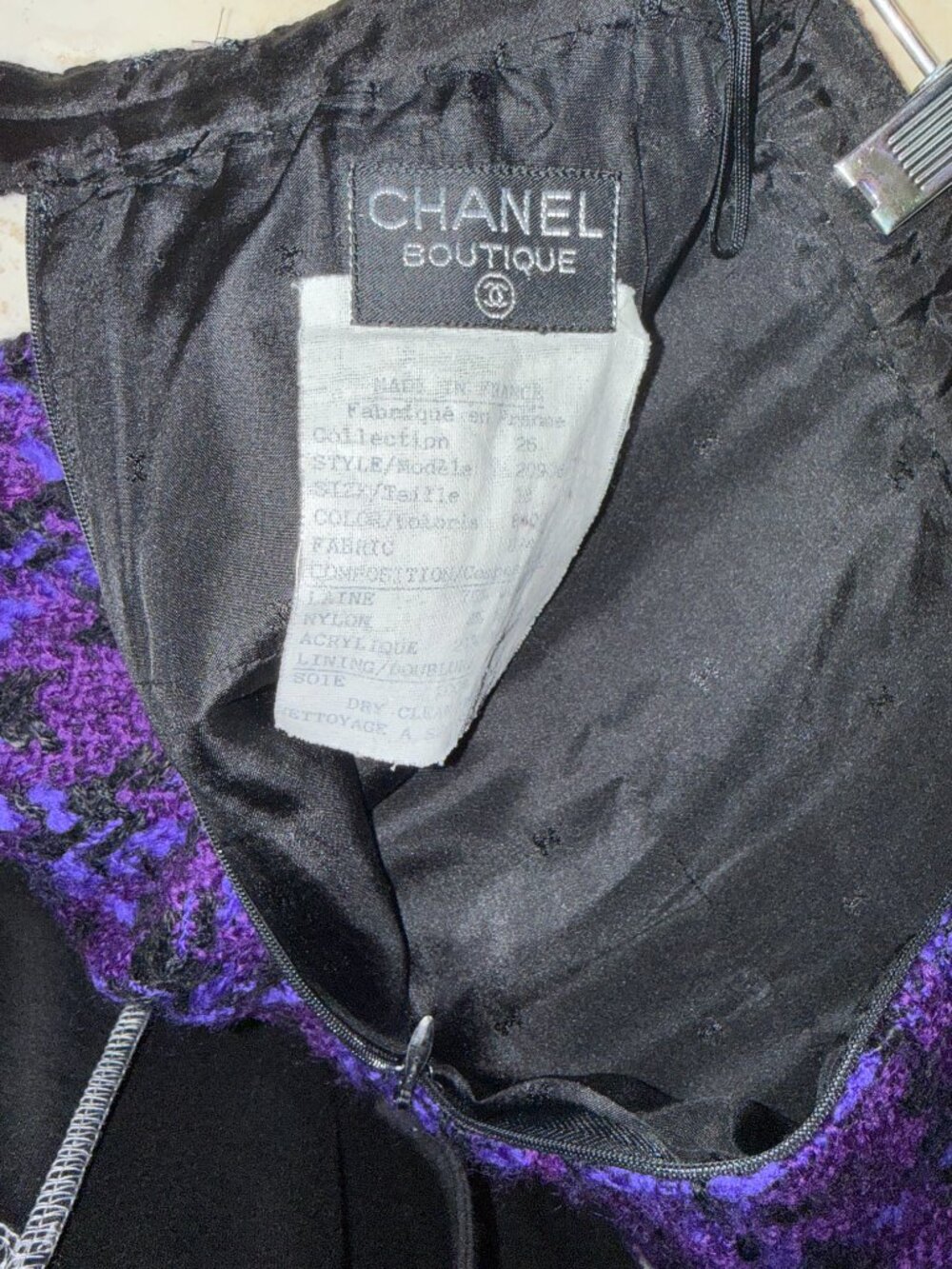 CHANEL PURPLE PLAID SKIRT- SIZE 26 - Picture 3 of 6